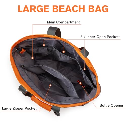 G4Free Beach Bag, Waterproof Sandproof Beach Tote Bag, Large Capacity Foldable for Women