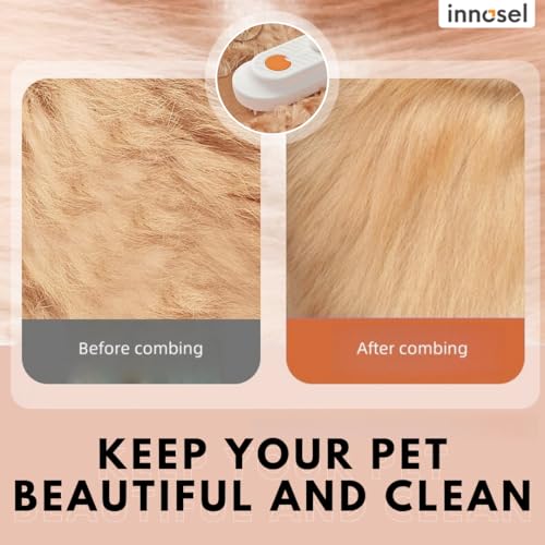 Innosel Cat Steam Brush for Shedding, 4-in-1 Rechargeable Pet Grooming Brush for Cats & Dogs, Anti-Static, Massage, Cleani...