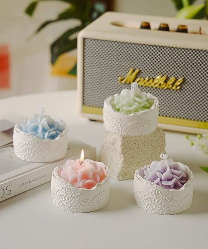 Hydrangea Flower Shaped Scented Candle,Enchanting Hand-Poured Aesthetic Soy Wax Aroma Decorative Candle for Table Photo Pr...