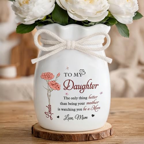 Pawfect House Gifts Personalized Flower Vase with Ribbon, Mothers Day Birthday Gifts for Daughters, You Carry Love So Beau...