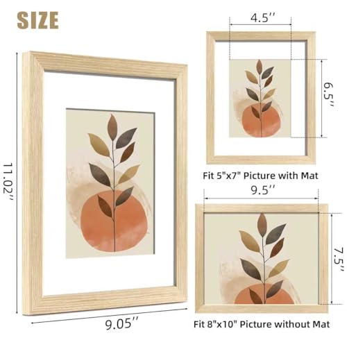LUCKYLIFE 8x10 Picture Frame, Natural Solid Wooden Photo Frames, Display 5x7 with Mat or 8 x 10 Without Mat, Wall or Table...