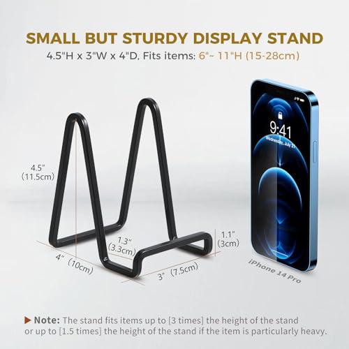 DIDUDIDU Plate Holder Easel Display Stand - Metal Plate Stands for Display - Tabletop Picture Stand - Black Iron Easels fo...