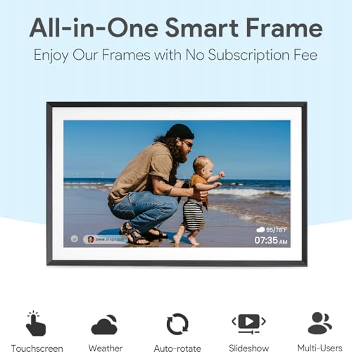 Euphro 15.6'' Digital Picture Frame with 1920x1080 IPS Touch Screen, Smart Digital Photo Frame with 32GB Storage, Easy Set...