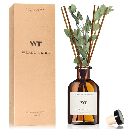 WEALD TRIBE Flower Reed Diffuser Set Eucalyptus & Lavender Scent For Bathroom Accessories Shelf Decor & Air Fresheners, St...