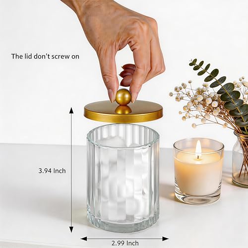 Amolliar Qtip Holder Dispenser for Bathroom, Clear Glass Canister Apothecary Jar for Cotton Swabs, Cotton Balls, Makeup Pa...