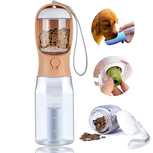 AVELORA Dog Water Bottle with Food Container, Portable Pet Dog Water Dispenser for Outdoor Walking,Hiking,Travel,Puppy Ess...