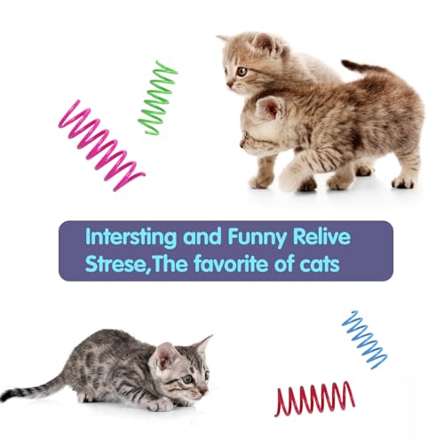 Kitys Fatch 12PCS 12Colors Cat Spring Toys for Indoor Cats, Interactive Coil Springs for Self Play, Durable Heavy Plastic ...