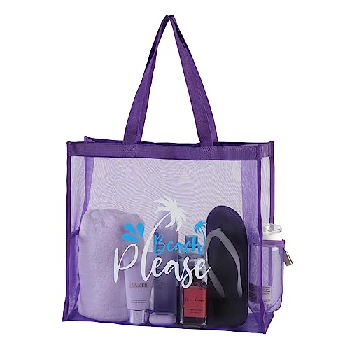 ukia - Mesh Beach Tote Large Bag, Extra Large Beach Bag for Vacation Family Beach Trip