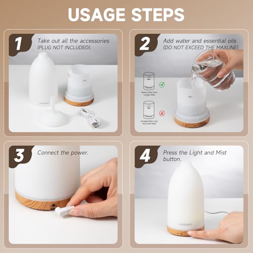 URPOWER Essential Oil Diffuser with 7 LED Color Changing Lights, Timer & Auto-Off - Ultrasonic Aromatherapy Fragrant Oil H...