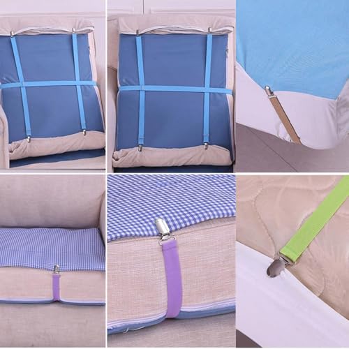 Disayu Couch Cushion Covers Holder Clips Couch Covers Holder Straps Adjustable from 10 to 60 inches (25-160cm) Elastic Str...