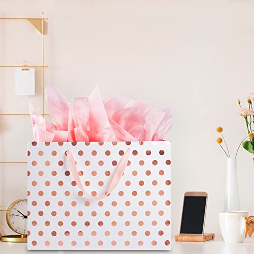 Plauthus 15.7" Extra Large Gift Bags for Presents with Tissue Paper for Birthday Party and Baby Shower (4 Pack, Gold, Rose...