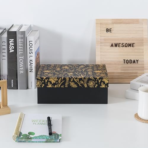 Soul & Lane Decorative Photo Storage Box with Lid, 11.7" × 7.7" × 4.5", Memory Box for Keepsakes, Floral Cardboard Picture...