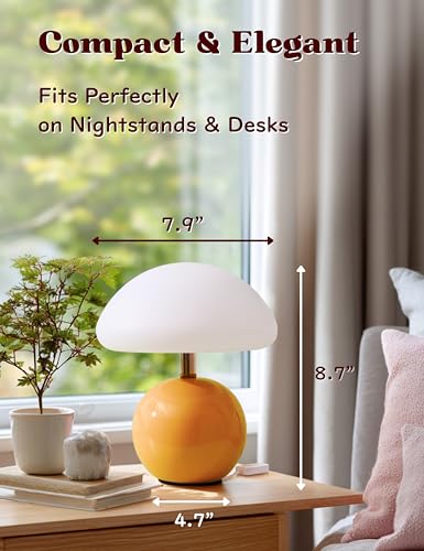 Joyzy Mushroom Table Lamp for Bedroom Light, Desk Bedside Small Lamps for Living Room Night Stands, Mushroom Lighting Deco...
