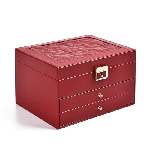 Greenfeather Jewelry Boxes for Women, Jewelry Organizer Box with Lid 3 Layers for Necklaces Rings Earrings and Bracelets B...