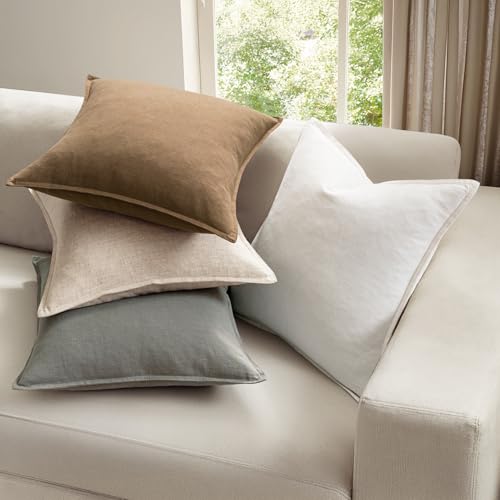 MIULEE Neutral Linen Pillow Covers Pack of 4 Decorative Natural Solid Throw Pillow Covers Soft Accent Boho Farmhouse Couch...