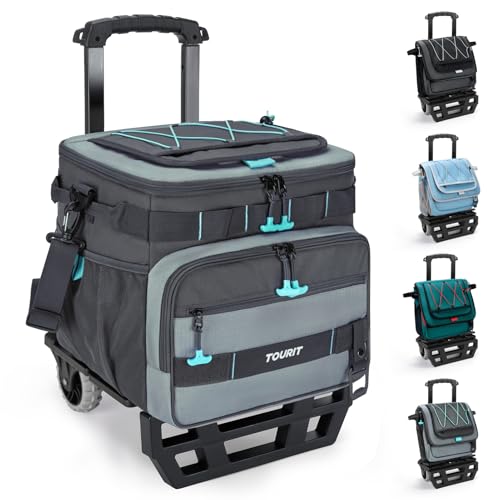 TOURIT 48 Can Collapsible Cooler with Wheels, Insulated Rolling Cooler with All-Terrain Cart, Waterproof Soft Sided Cooler...