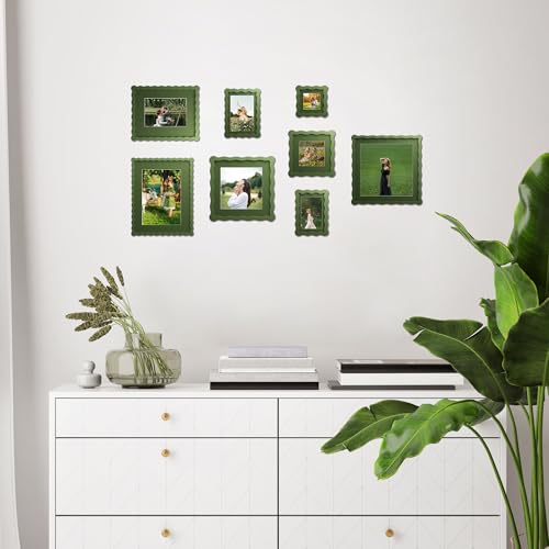 Chrspk 4x6 Wavy Picture Frame With Mat For 3.5x5, Wavy Edge Wooden Picture Frame with Real Glass - Wall Mount and Tabletop...