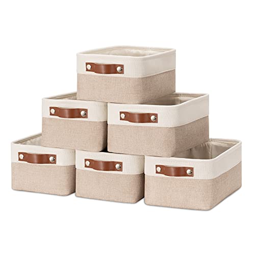 HNZIGE Small Fabric Baskets for Organizing(6 pack) Collapsible Storage Baskets for Shelves, Closets, Laundry, Nursery, Dec...