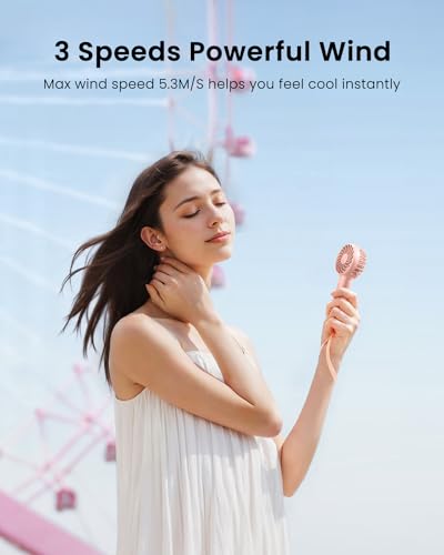 Gaiatop Mini Portable Fan, 3 Speed Powerful Handheld Fan, 2000mAh Battery Operated Cute Design Personal Small Fan, USB Rec...