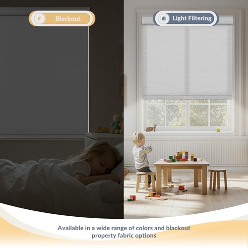 Boolegon Blackout Roller Shades for Windows,Cordless,Roller Blinds for Windows,Thermal Insulated Fabric UV Protection,Wind...
