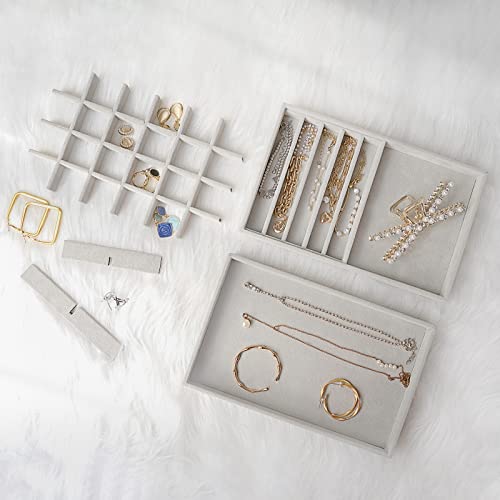ProCase Stackable Jewelry Organizer Trays for Drawers, Jewelry Drawer Inserts Container Display Case Storage for Earring N...