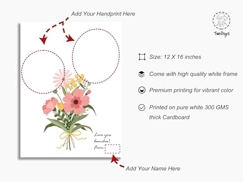TwoDays Flower Bouquet Handprint Art Craft DIY Kit, Unique Gifts for Mom from Daughter or Son for Mother's Day Birthday Ch...