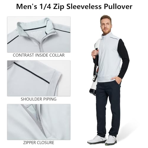 M MAELREG Golf Vests For Men Dry Fit Lightweight Moisture Wicking Performance Sports Breathable Golf 1/4 Zip Pullover Men
