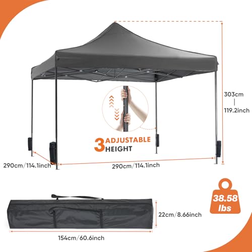 KMFurnila 10x10 FT Pop Up Canopy, Easy Up Canopy Tents for Camping Parties Events, Patio, Beach, Backyard Portable Outdoor...