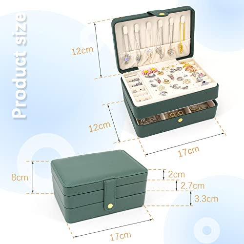 KOOAAICCHI Small Jewelry Box, Travel Jewelry Organizer, Portable Jewelry boxes for Women Girls Gift, Double Layers PU Leat...