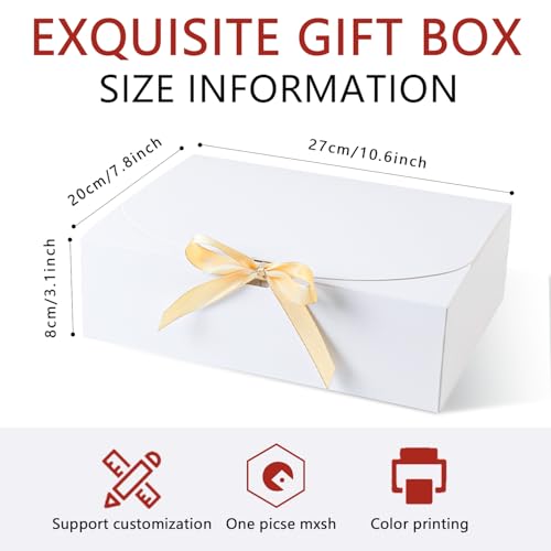15 PCS Gift Boxes with Lids, 10.6x7.8x3.1 Inch Gift Boxes, Groomsmen Proposal Box, Luxury Gift Box with Ribbon for Bridesm...