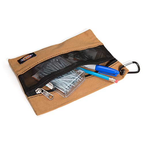 Dickies Set of 3 Small Canvas Utility Pouches, Zippered, for Organizing Small Tools and Fasteners, Grey/Tan/Black