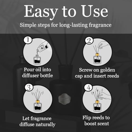 Aroma Loft Black Reed Diffusers for Home | Premium Fragrance Diffuser | Reed Diffuser Sticks in Oil Set with Cashmere Vani...