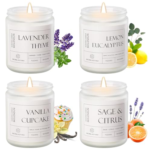 Molensun 4 Pack Candles for Home Scented, 28 oz Long Lasting Candles, Soy Candle Set Gift for Women - Lavender Thyme/Lemon...