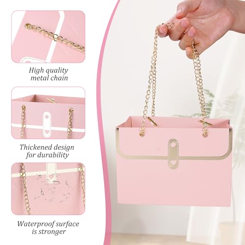 BQMEZRNUS 6 Pcs Flower Paper Gift Bags with Metal Chain, Bouquet Storage Box, Portable Florist Handbag for Wedding, Valent...