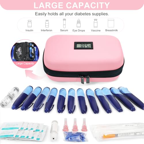Gosemai TSA Approved Insulin Cooler Travel Case Medication Cooler for Travel with Thermometer Temperature Display Diabetic...