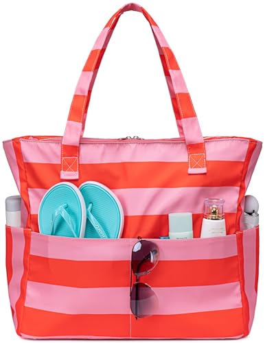 Bluboon Waterproof Beach Tote Pool Bags for Women Ladies Extra Large Carry On Bag With Wet Compartment for Weekender Travel