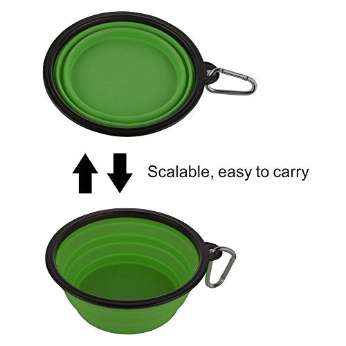 Large Collapsible Dog Bowls, 34oz Portable Foldable Travel Water Bowl Food Dishes with Carabiner Clip for Traveling, Hikin...