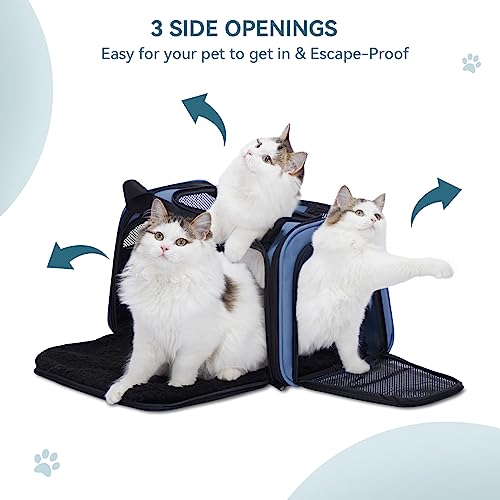 PETSFIT Pet Carrier, Dog Carrier Airline Approved, Collapsible Soft Sided TSA Approved Pet Carrier for Small and Medium Ca...
