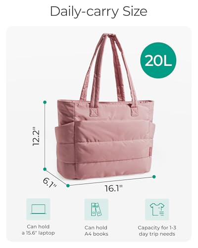 BAGSMART Tote Bag for Women, Lightweight Puffy Tote Bag with Compartments Shoulder Bag Handbag for Travel, Work, Gym | Lig...