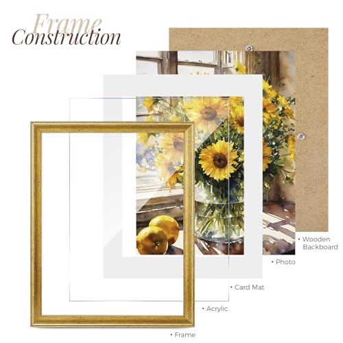 TWING 11x14 Picture Frame,Display Pictures 8x10 with Mat or 11x14 Without Mat,Ornate Picture Frames for Wall Mounting or T...