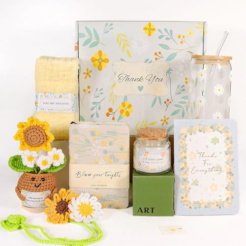 Thank You Gifts for Women – Sunflower & Daisy Gift Box Set with Thank You Cards – Teacher Appreciation, Birthday, Coworke...