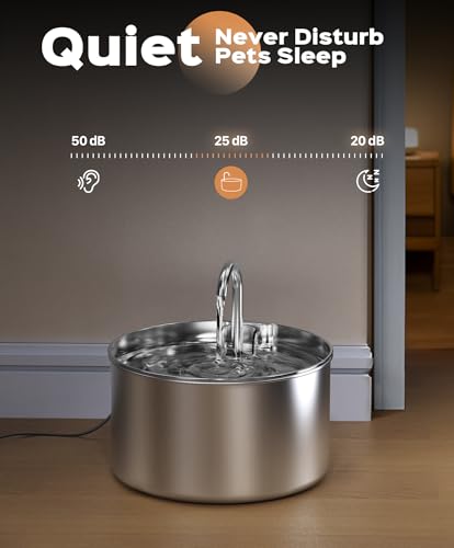 Stainless Steel Cat Water Fountain: Pet Fountains Indoor Metal Automatic Dispenser Cat Waterer Bowls Dog Faucet Bottle Pet...