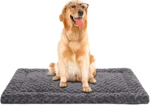 Washable Dog Bed Mat Ultra Soft Dog Crate Pad Comfy Fluffy Pet Kennel Beds Dog Sleeping Mattress for Large Jumbo Medium Sm...