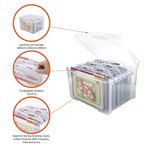 Find Scrapblooms Greeting Card Storage & Organizer Box with 6 Removable Dividers for Holiday Birthday Get Well Cards Photo...