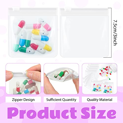 24 Pieces Pill Pouch Bags Zippered Set Reusable Translucent Medicine Organizer Sealing Travel Plastic Bags with Slide Lock...