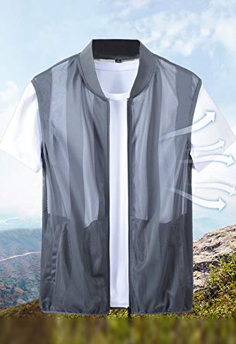Flygo Men's Summer Casual Lightweight Breathable Mesh Cycling Travel Zip Vest