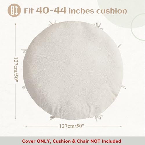 ANMINY Papasan Cushion Cover ONLY Thick Soft Fleece Slipcover for Papasan Cushion, Removable Machine Washable Round Chair ...