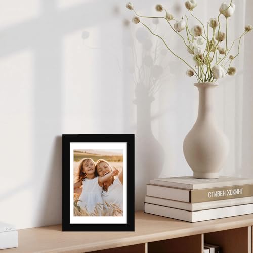 Hongkee 5x7 Picture Frame, Made of Solid Wood with Real Glass, Display Pictures 4x6 with Mat or 5 x 7 without Mat - Wall a...