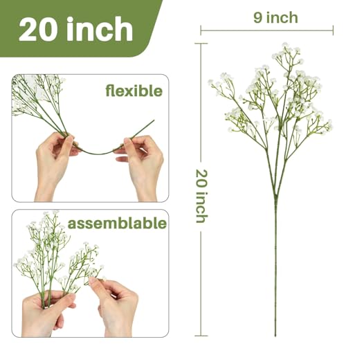 Sukh 10PCS Baby Breath Artificial Flowers Fake Babys Breath Gypsophila Flowers Bulk Realistic Artificial Flowers Bouquet F...