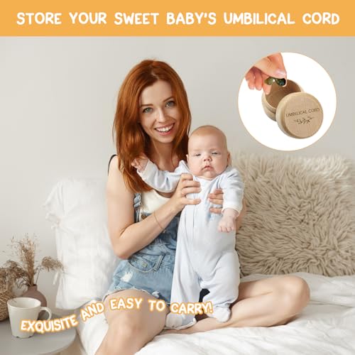 Thootyriaf Modern Wooden Baby Umbilical Cord Memorial Box (Umbilical Cord Box) - Newborn, Christening - 2" x 2" x 1.4" - S...